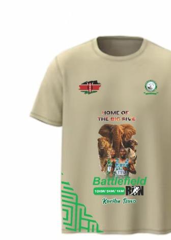 A round neck Battlefield Run event t-shirt.