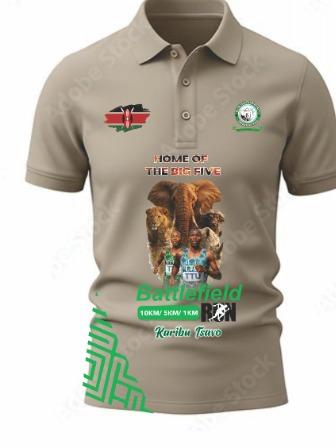 A collared Battlefield Run event polo shirt.
